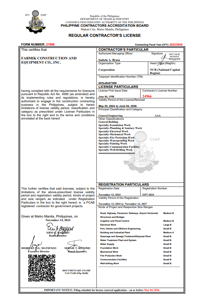 PCAB certificate