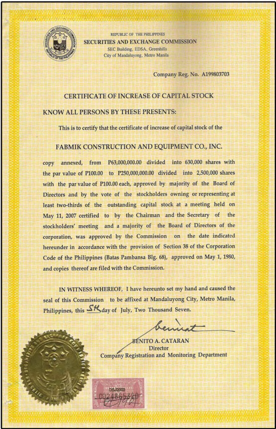 SEC certificate 2