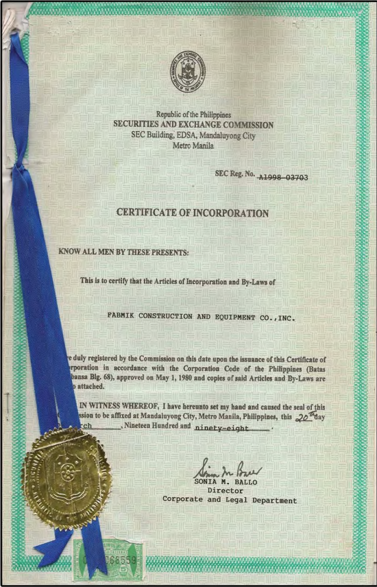 SEC certificate 3